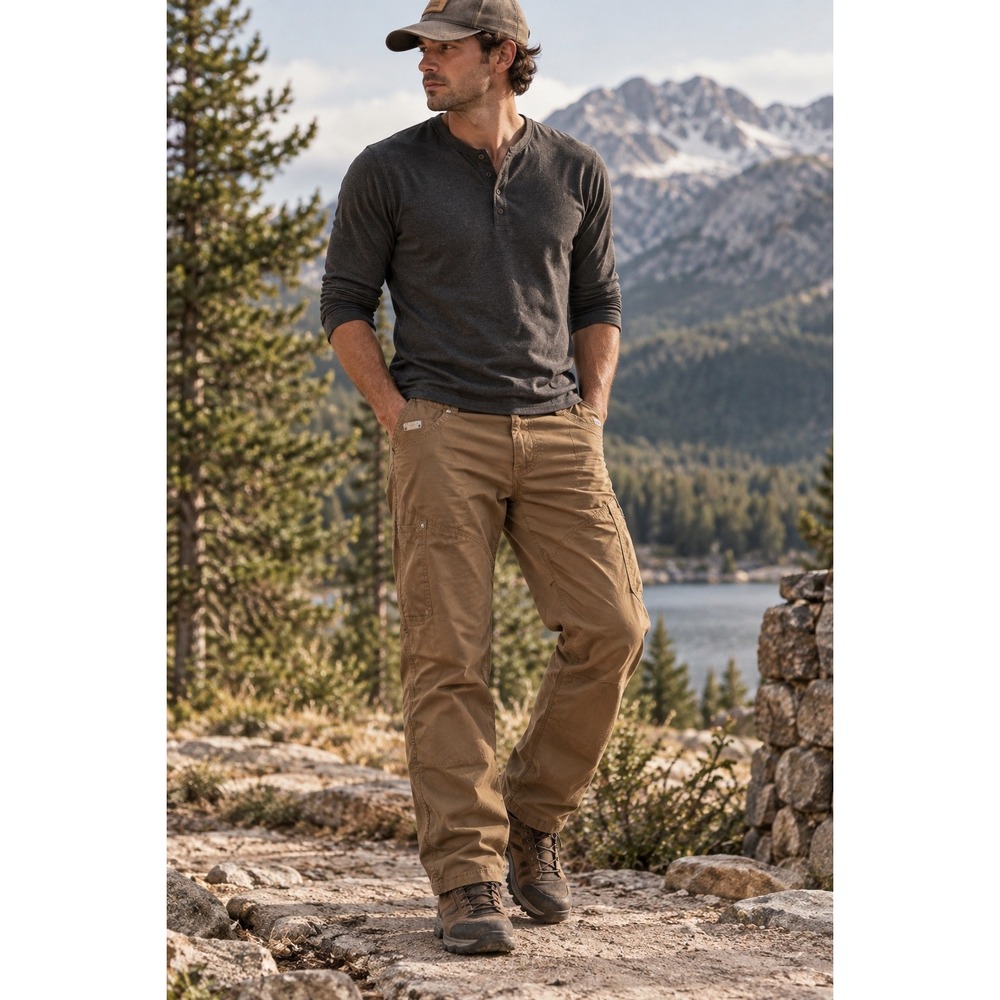Kuhl Rydr Utility Pants Vented Knee Crotch Khaki Size 36x34 Outdoor Hiking Tan
